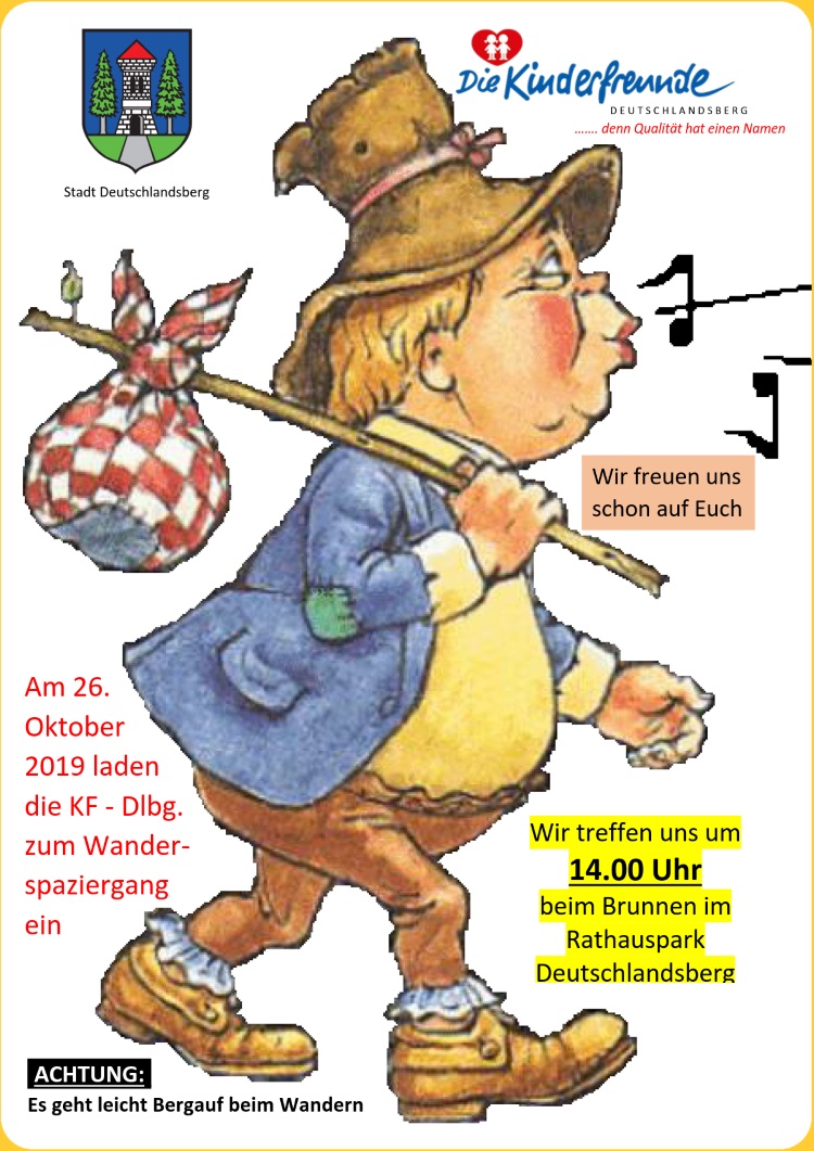Einladung zum Wanderspaziergang am 26. Oktober 2019 um 14:00 Uhr beim Brunnen im Rathauspark Deutschlandsberg.