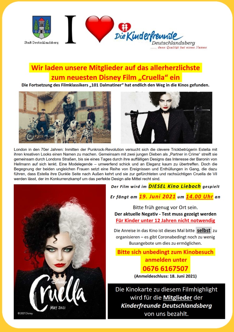 Am 19. Juni laden wir unsere Mitglieder auf das allerherzlichste zu einem Kinonachmittag
    in das Diesel Kino in Lieboch ein.